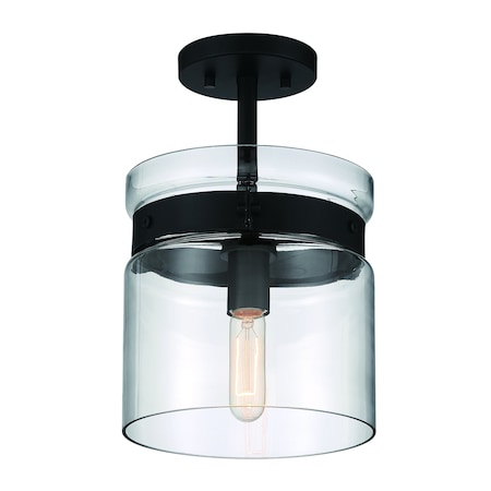 Designers Fountain 9in Midnight La 1-Light Matte Black Ceiling Light Semi Flush Mount D222M-SF-MB